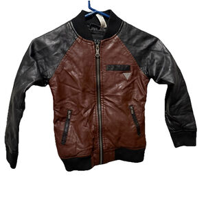 Kids Guess Bomber Jacket  Faux Leather Size 7